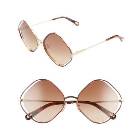 Chloe Accessories - NIB CHLOE POPPY 57MM SUNGLASSES Diamond Havana Designer Authentic Italian BOHO